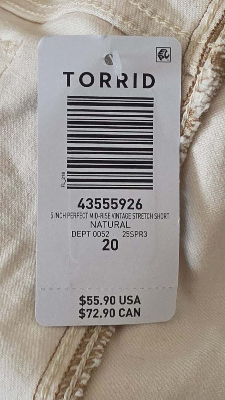 Torrid 5 Inch perfect mid rise vintage stretch Jean Shorts natural size 20 - Picture 5 of 8